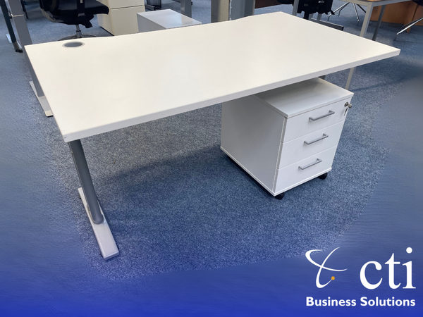 White Office Desk - 1400mm - Ex-Corporate, Grade A