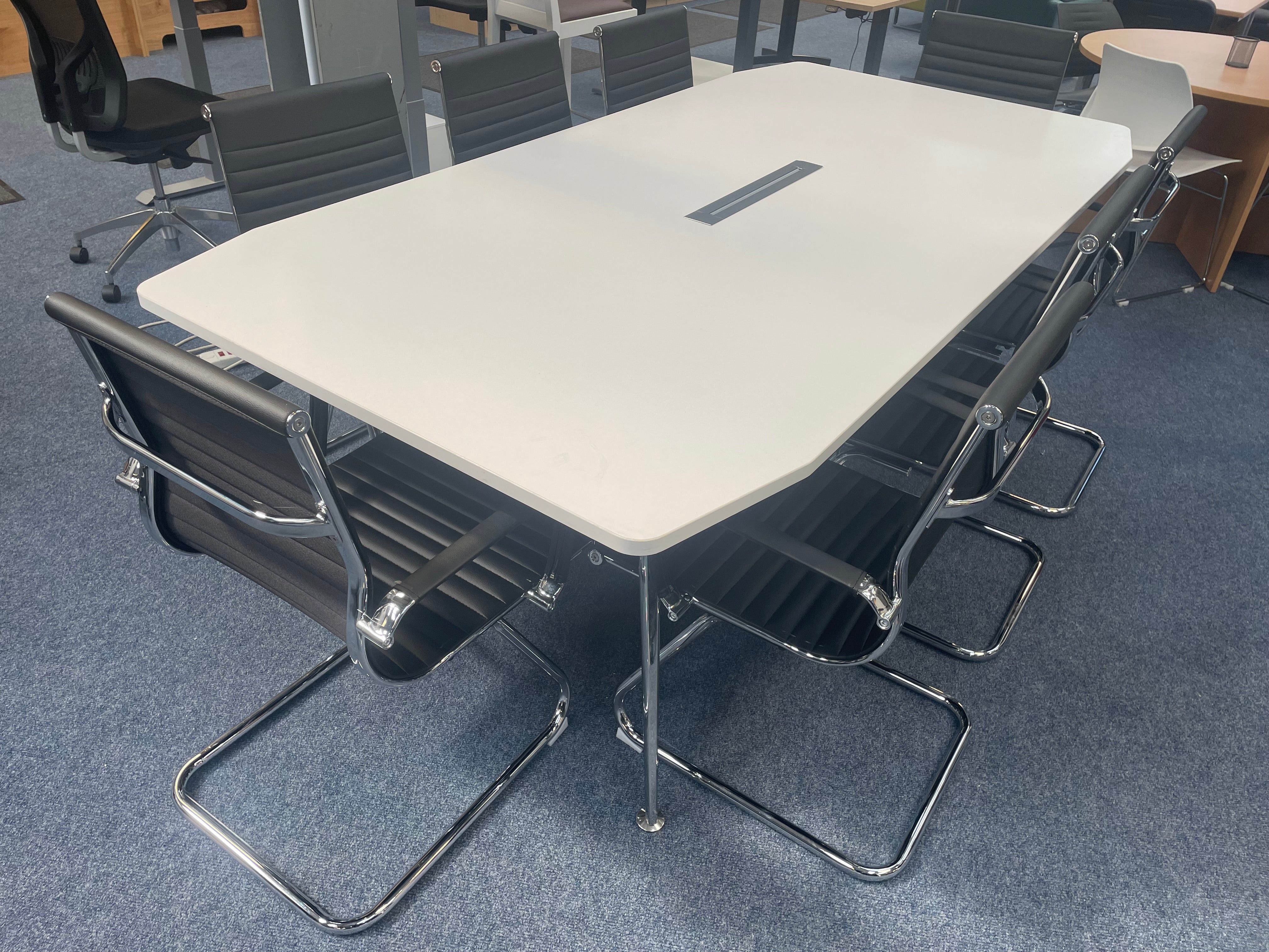 2.4m Grafton White Boardroom Table & Aria Boardroom Chair Bundles CTI