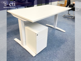 Bundle Deal - 1400mm White Office Desk & Under Desk Pedestal (Ex-Corporate, Grade A)