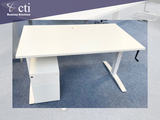 Bundle Deal - 1400mm White Office Desk & Under Desk Pedestal (Ex-Corporate, Grade A)