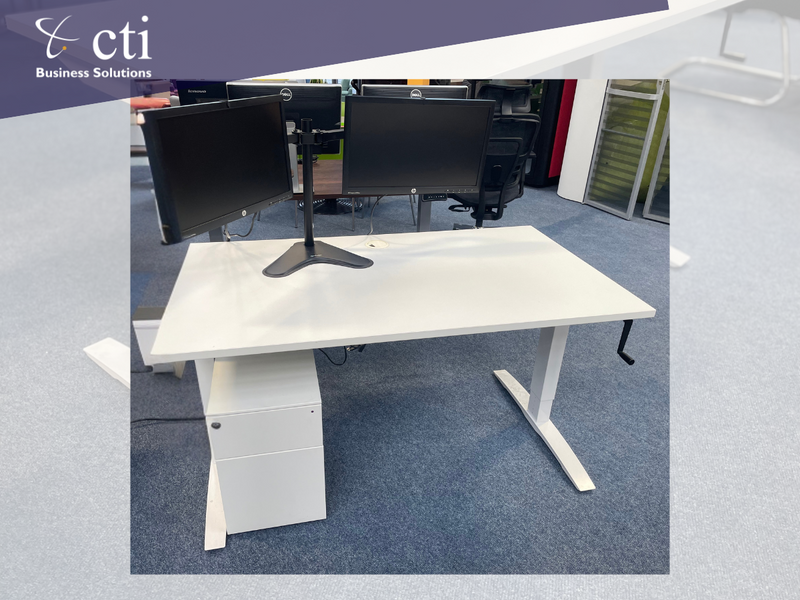 Bundle Deal - 1400mm White Office Desk & Under Desk Pedestal (Ex-Corporate, Grade A)