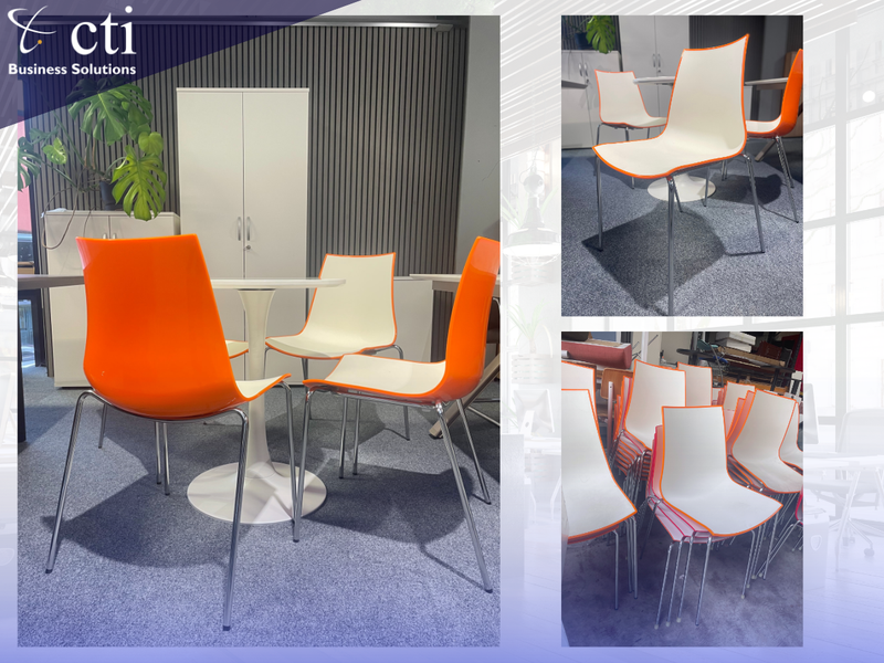 Pedrali Orange/White Canteen Chair - Grade A (Ex-Corporate)