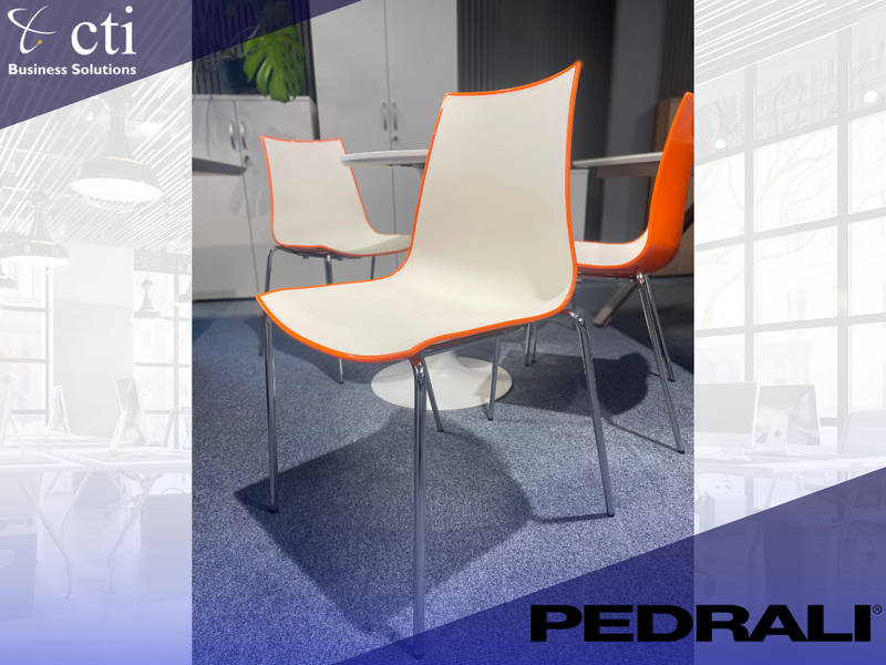 Pedrali Orange/White Canteen Chair - Grade A (Ex-Corporate)