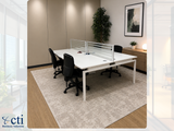 Full 4 Person Workstation Setups (4 x 1200mm Desk Tops, 4 x Chairs, 2 x Divider Screens) - Grade A - Ex-Corporate