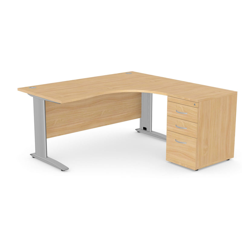 Komo Crescent Desk with Pedestal