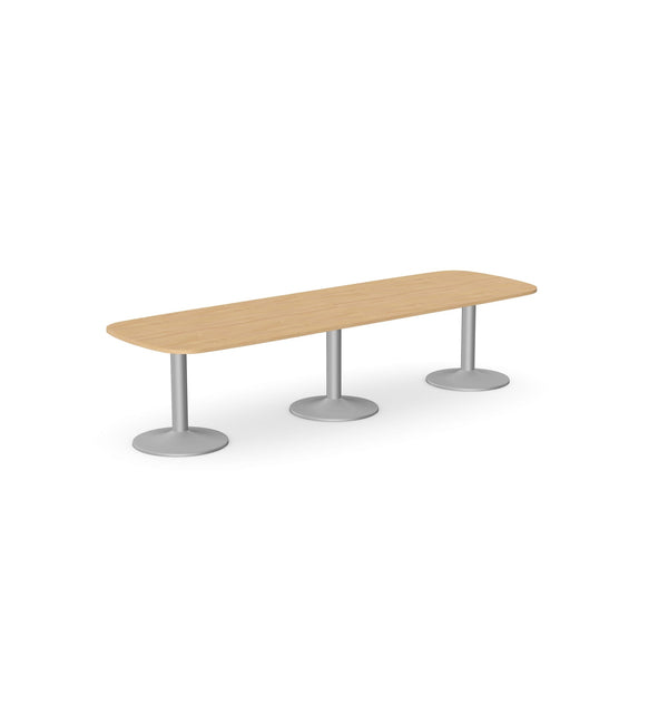 Kito Oval Meeting Table, Triple Cylinder Leg Base - Size 3200mm x 1000mm