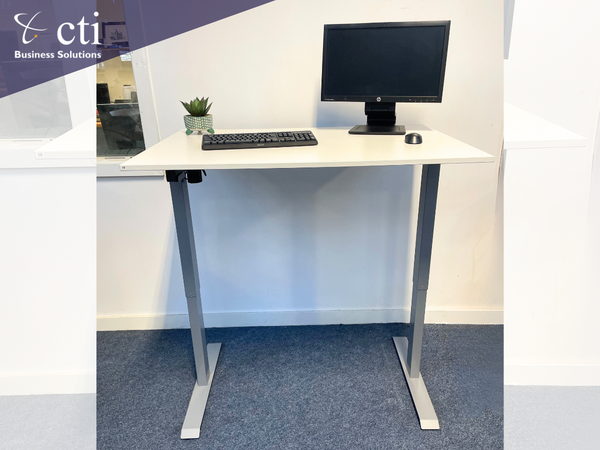 1200mm White Electric Desk, Grade A White Top (Ex-Corporate) With New Frame