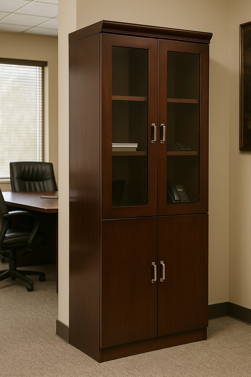 Shelbourne Walnut Veneer Tall Storage Unit - 2 Door