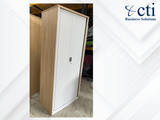 Tall Beech Tambour Unit - Grade A, Ex-Corporate