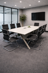 Yeats White Boardroom Table & Aria Boardroom Chair Bundles