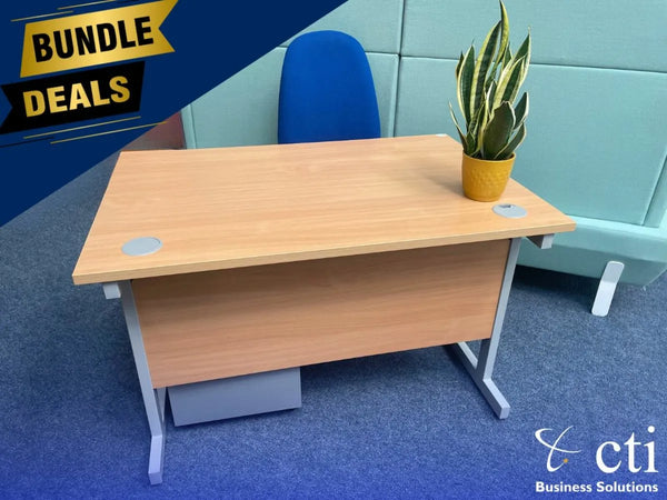 Desk, Office Chair & Pedestal Bundle - Save Big!