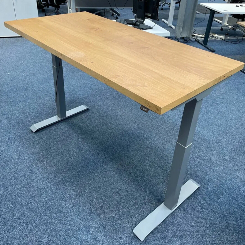 Electric Sit Stand Desk, Grade A Oak Top (Ex-Corporate) With New Frame